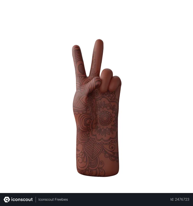 Free Victory sign with hand  3D Illustration