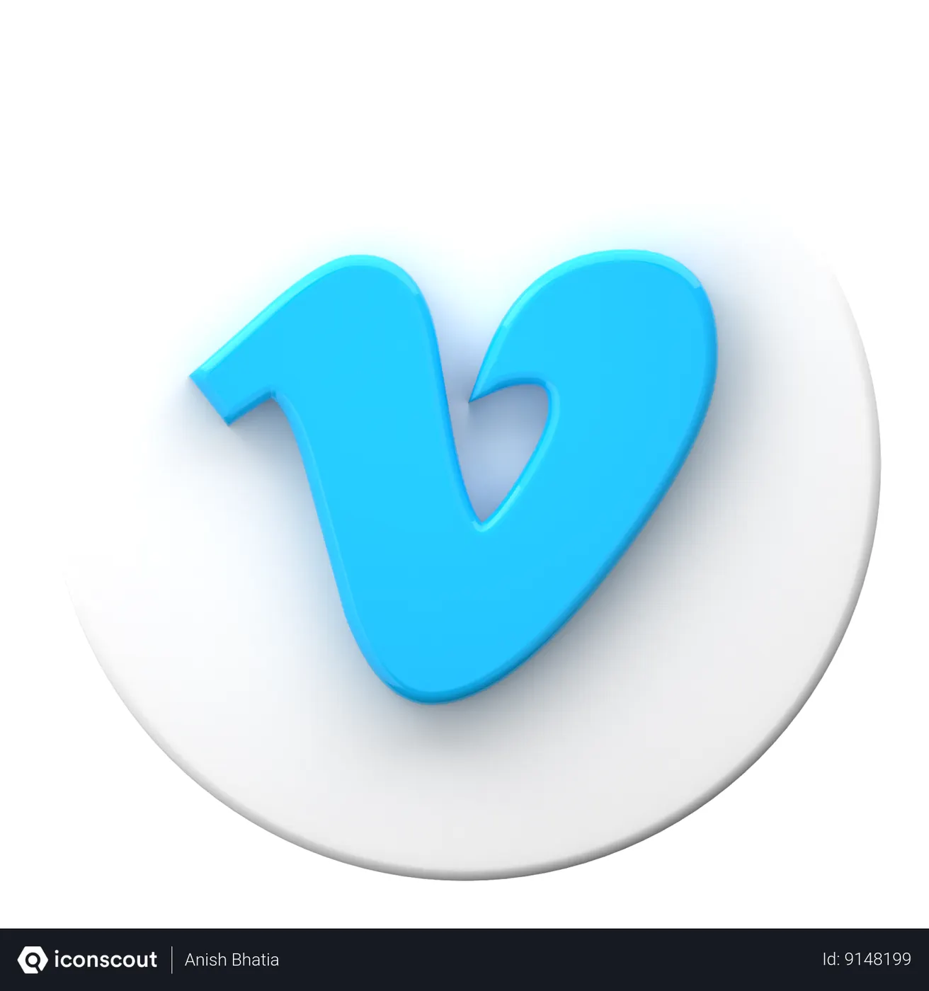 Free Vimeo Logo 3D Icon download in PNG, OBJ or Blend format