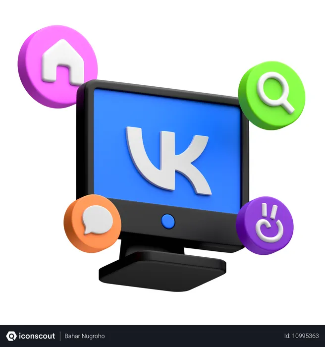 Free Vk auf dem Desktop-Monitor Logo 3D Icon