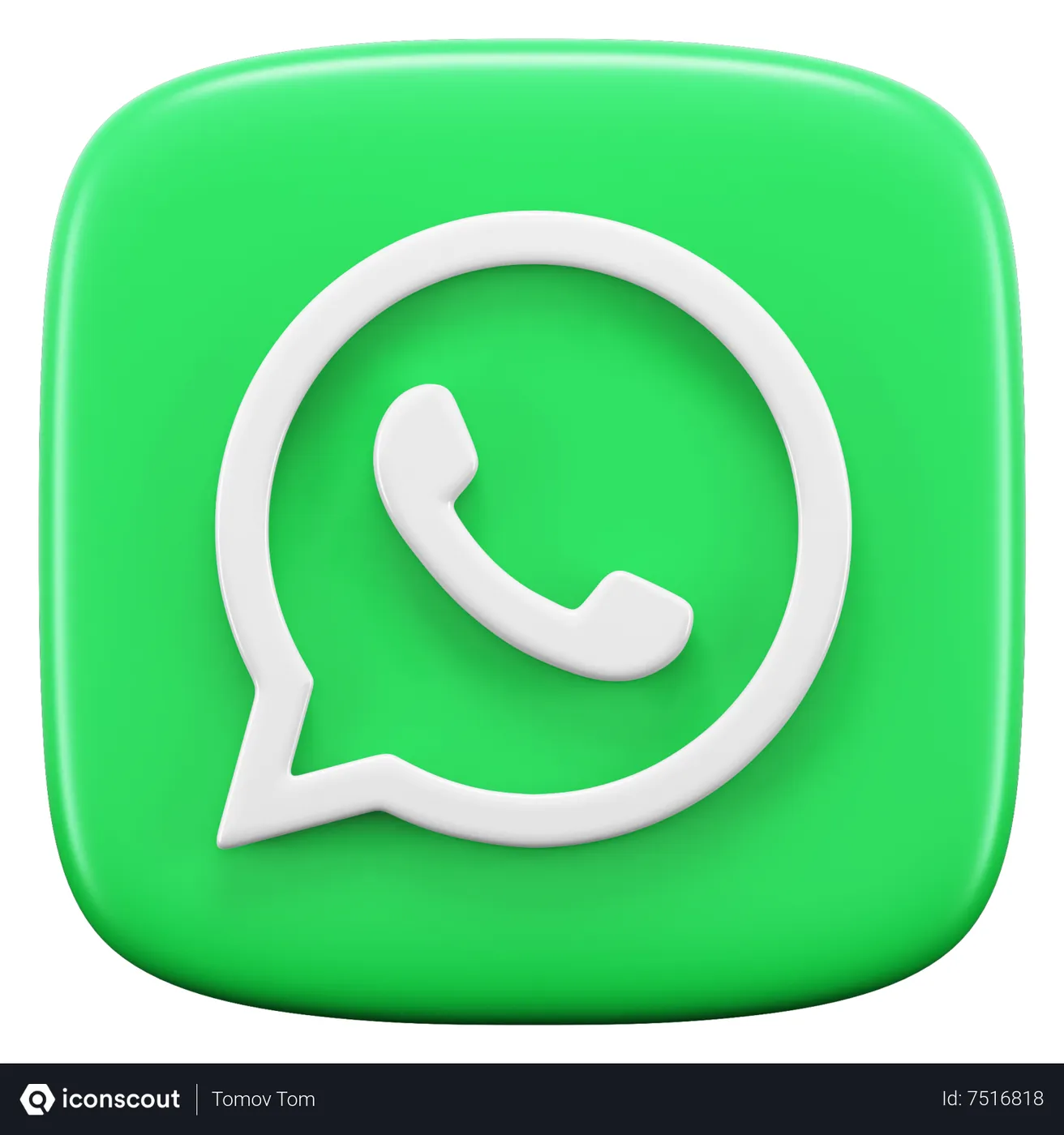 Free WhatsApp Logo 3D Icon download in PNG, OBJ or Blend format