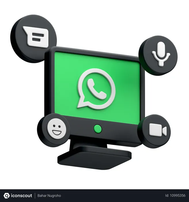 Free デスクトップモニター上のWhatsApp Logo 3D Icon