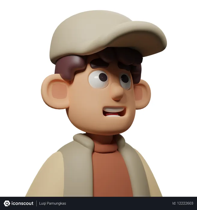 Free Worried Expression Character  3D Icon