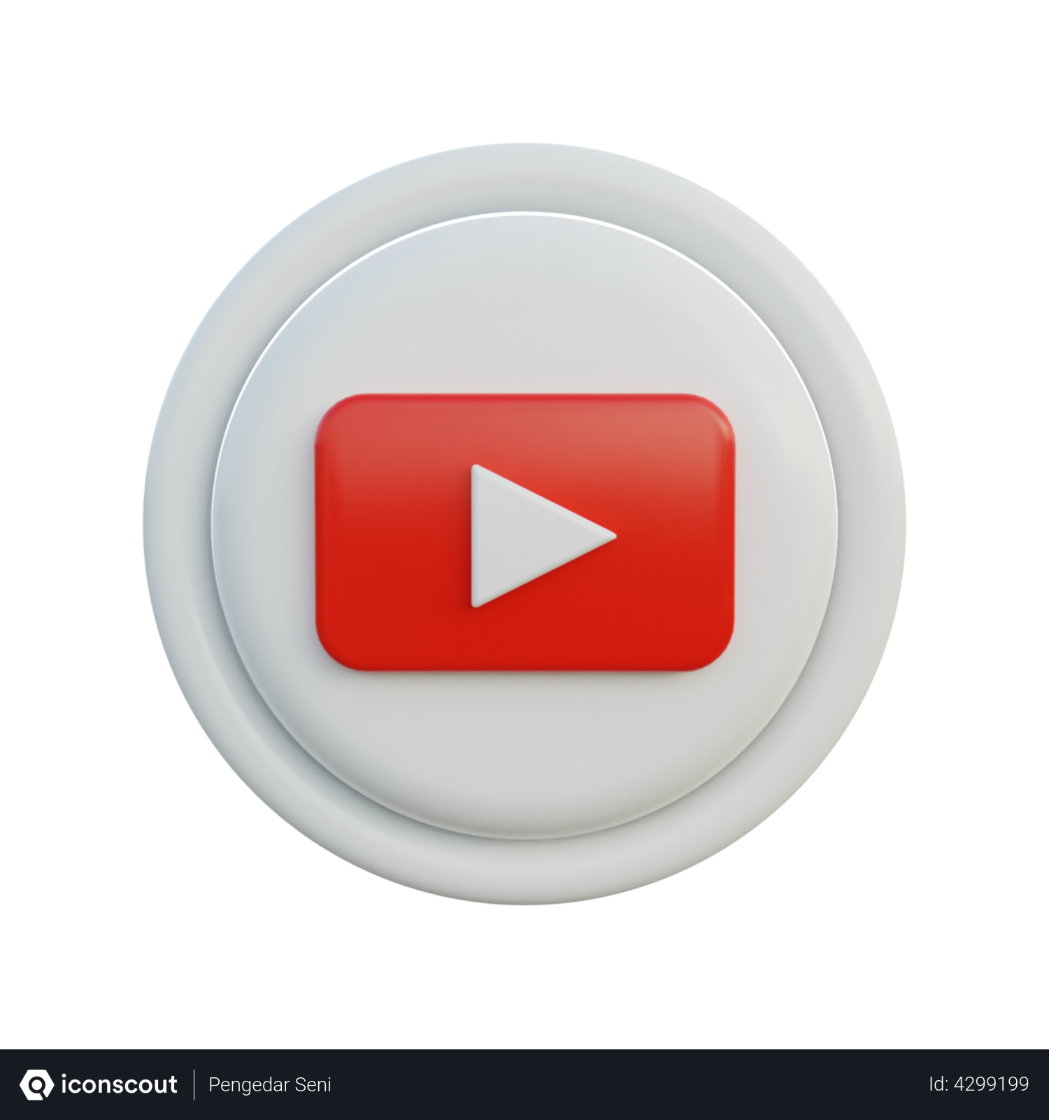 Free Youtube Logo 3D Icon download in PNG, OBJ or Blend format