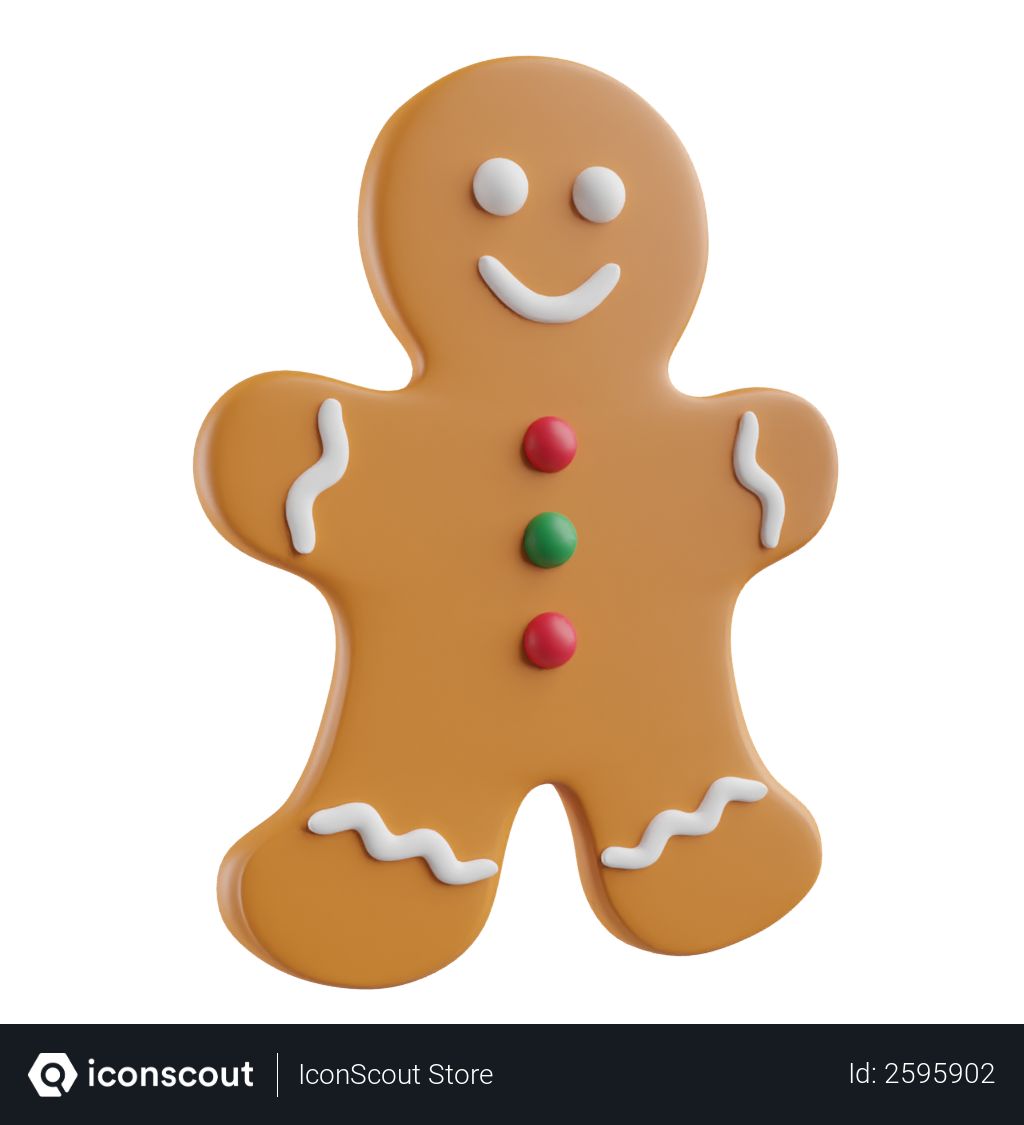 Free Gingerbread man 3D Icon download in PNG, OBJ or Blend format