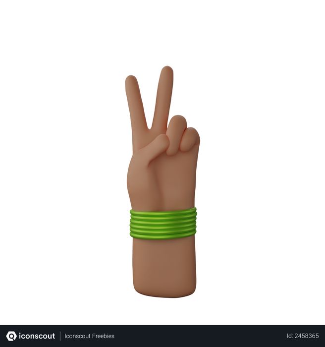 Hand with bangles showing Peace sign 3D Illustration