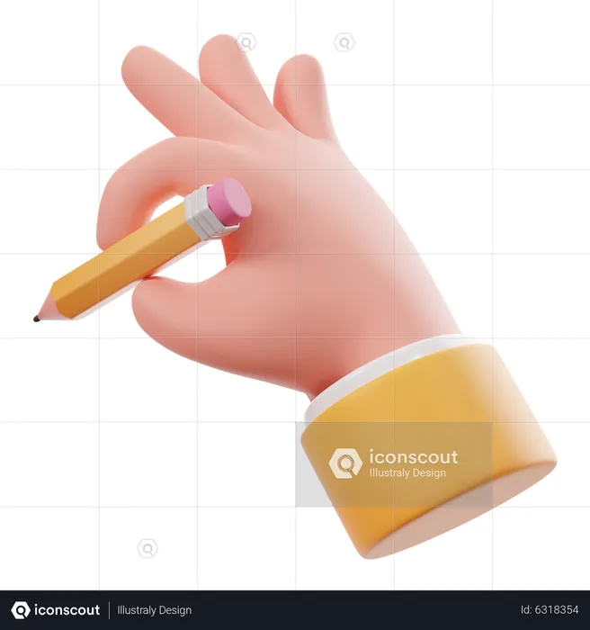 Holding A Pencil Hand Gesture  3D Icon