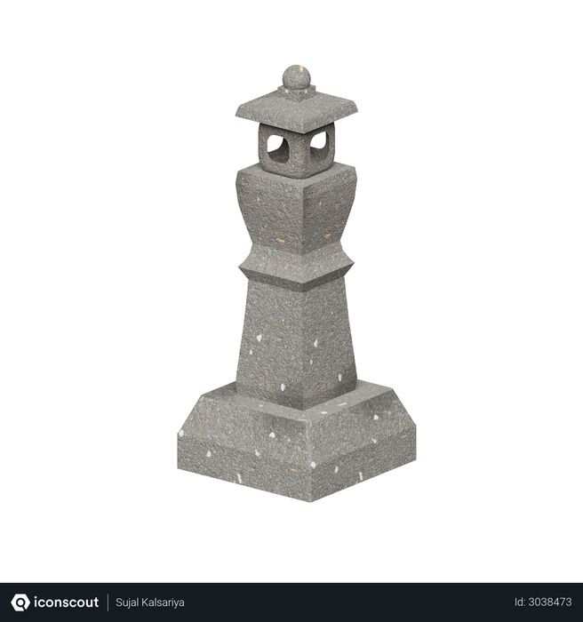 Japanese Stone Lantern 3D Illustration