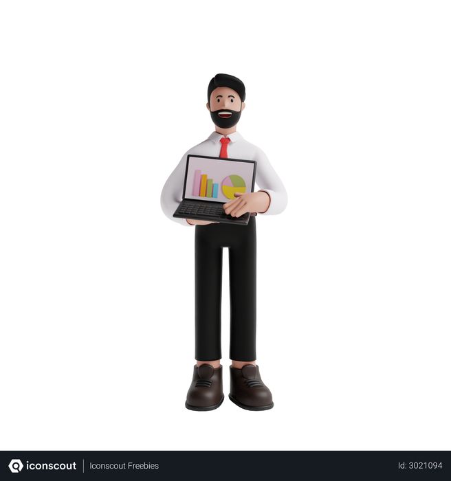 Male employee giving presentation 3D Illustration