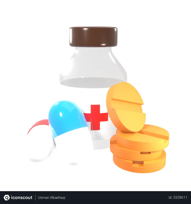 Free Medicine Jar  3D Illustration