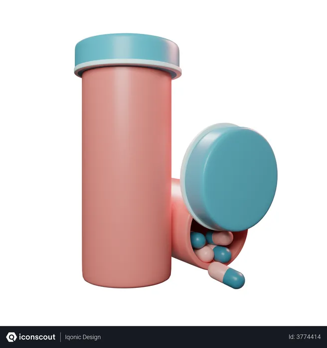 Free Pills Bottle  3D Illustration