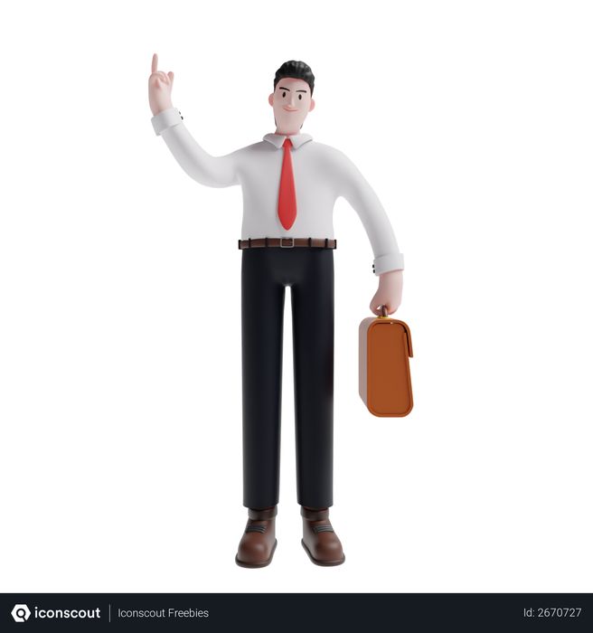 Salesman holding briefcase 3D Illustration