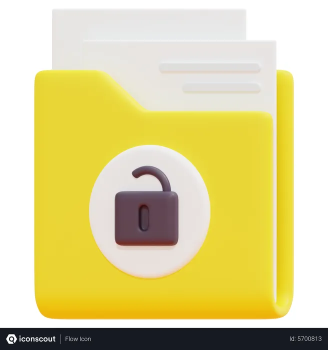 Free Unlock Folder  3D Icon