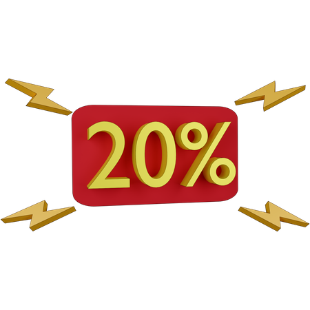 20 Percent Discount Tag 3D Illustration