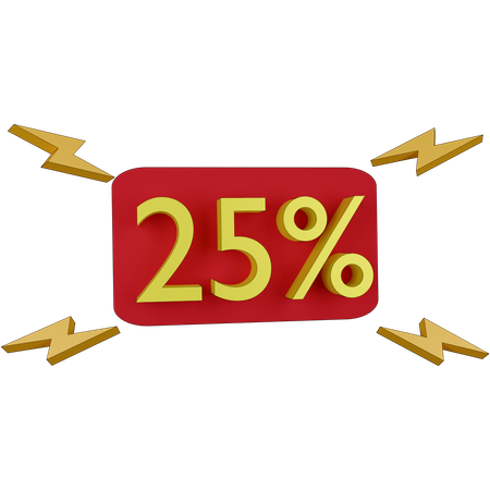 25 Percent Discount Tag 3D Illustration