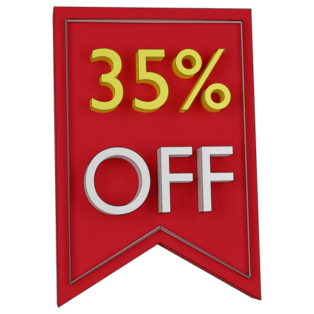 35 Percent Discount Tag 3D Icon