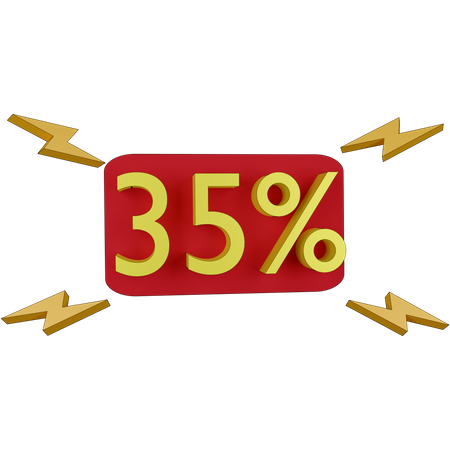 35 Percent Discount Tag 3D Illustration