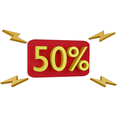 50 Percent Discount Tag 3D Illustration