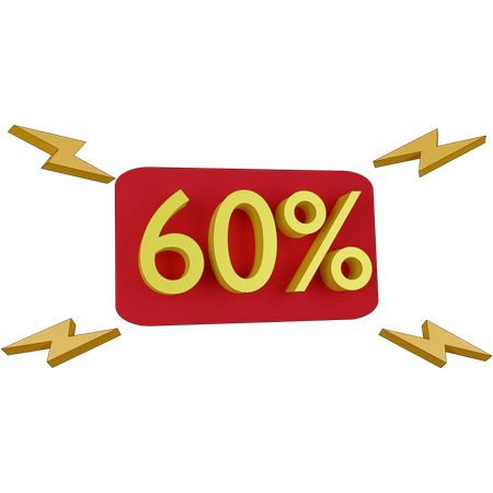 60 Percent Discount Tag 3D Illustration