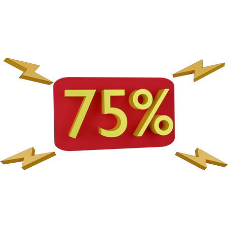 75 Percent Discount Tag 3D Illustration