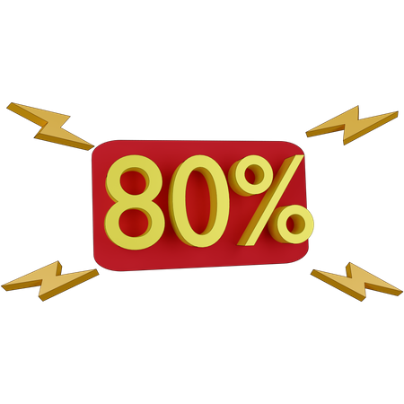 80 Percent Discount Tag 3D Illustration