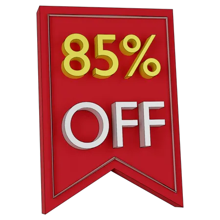 85 Percent Discount Tag 3D Icon