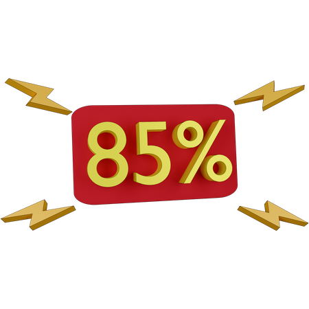 85 Percent Discount Tag 3D Illustration