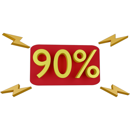 90 Percent Discount Tag 3D Illustration