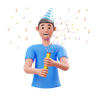 free 3d man with party popper 