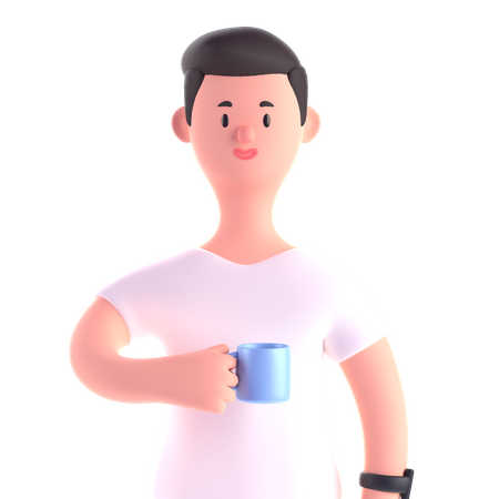 Businessman holding cup 3D Illustration