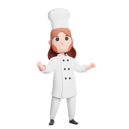 Cheerful chef in uniform showing thumb up 3D Illustration