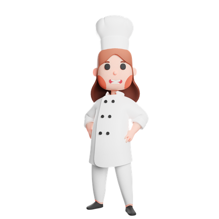 Chef standing with his hands in pockets 3D Illustration