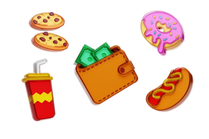 Fast Food Payment 3D Illustration