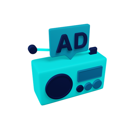 FM radio advertisement 3D Illustration