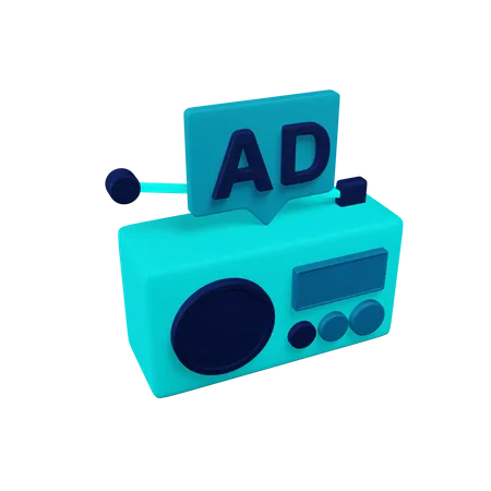 FM radio advertisement 3D Illustration