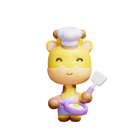 Free 귀여운 기린 요리  3D Icon