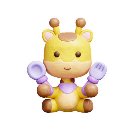 Free 귀여운 기린이 먹고 있어요  3D Icon