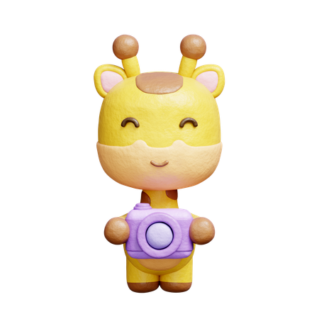 Free 카메라를 들고 있는 귀여운 기린  3D Icon
