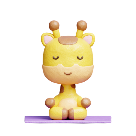 Free 귀여운 기린 명상 요가  3D Icon