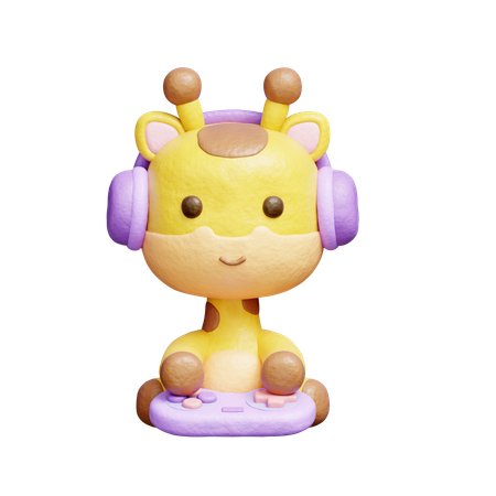 Free 비디오 게임을 하는 귀여운 기린  3D Icon