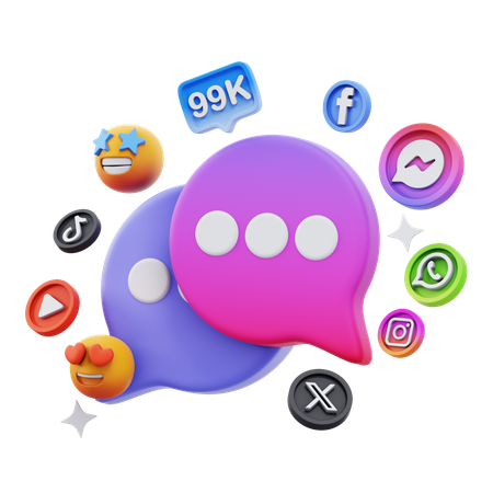 Free 소셜 미디어 메시징  3D Icon