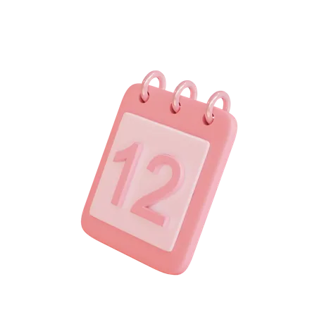 Free 3 D Calender Number 12 Icon Object Rendered Easy To Use 3D Illustration