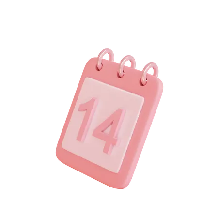 Free 3 D Calender Number 14 Icon Object Rendered Easy To Use 3D Illustration