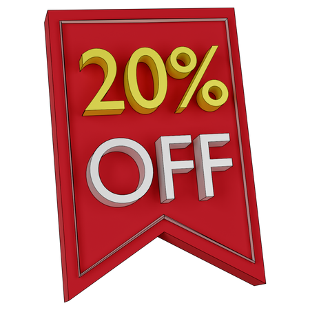 Free 20 Percent Discount Tag  3D Icon