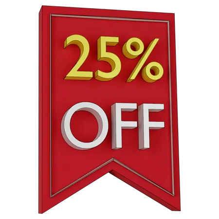 Free 25 Percent Discount Tag  3D Icon