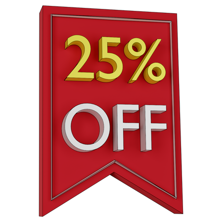 Free 25 Percent Discount Tag  3D Icon