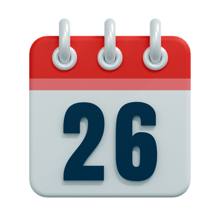 Free 26 Date  3D Icon