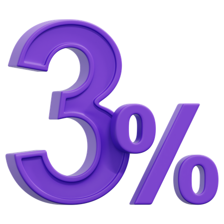 Free 3 Percent  3D Icon