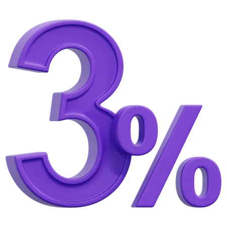 Free 3 Percent  3D Icon