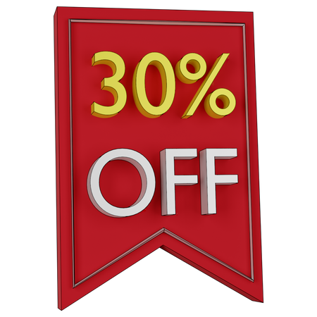Free 30 Percent Discount Tag  3D Icon