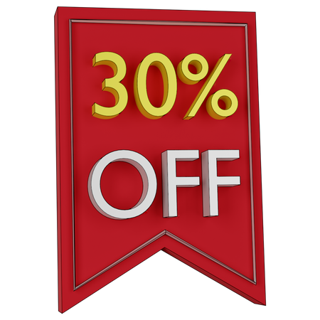 Free 30 Percent Discount Tag  3D Icon